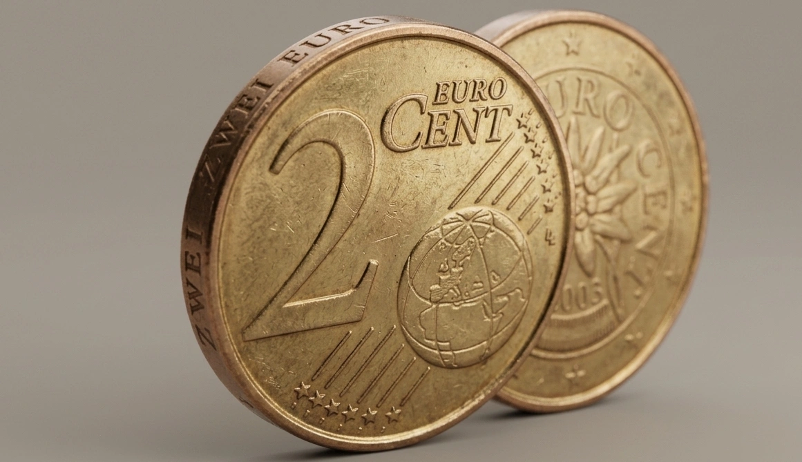 Makro-Nahaufnahme einer 2-Cent-Euro-Münze